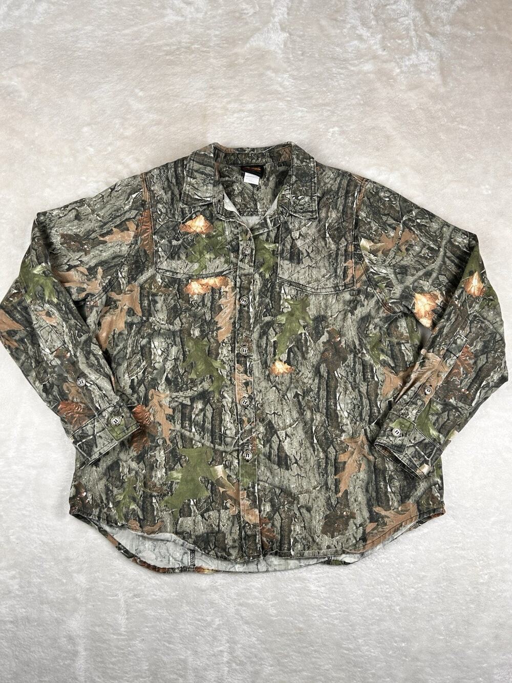 VTG Mothwing Camo Techn Youth Sz XL Camouflage Hunting Shirt Made in USA Cotton